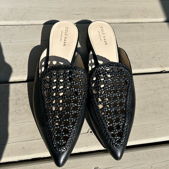 Cole Haan Black Cane Slip-on Mule Slide 8.5B Womens Never Been Worn - Picture 3 of 5